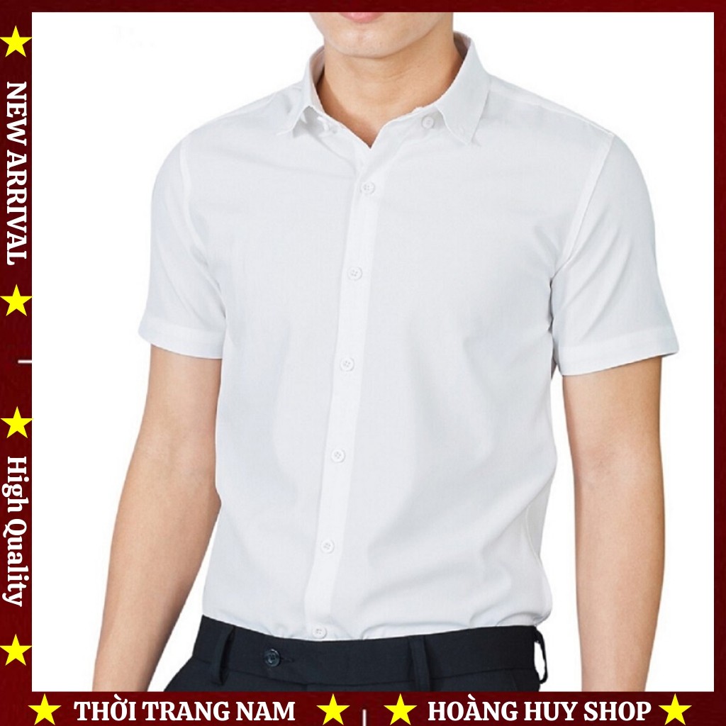 Áo Sơ Mi Nam Ngắn Tay H&H-SM03 Sơ Mi Trơn Dáng Body Phong Cách Lịch Lãm - 3 Màu