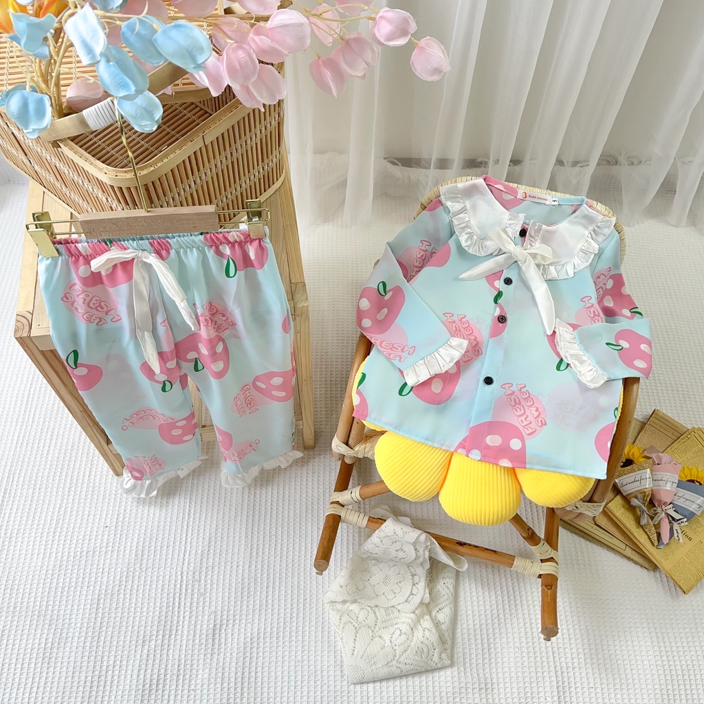 Bộ Đồ Ngủ Pijama Cho Bé Gái Lụa Mango Cao Cấp Dài Tay Cổ Bèo Nhiều Màu 10 - 37Kg Babi mama BPN25