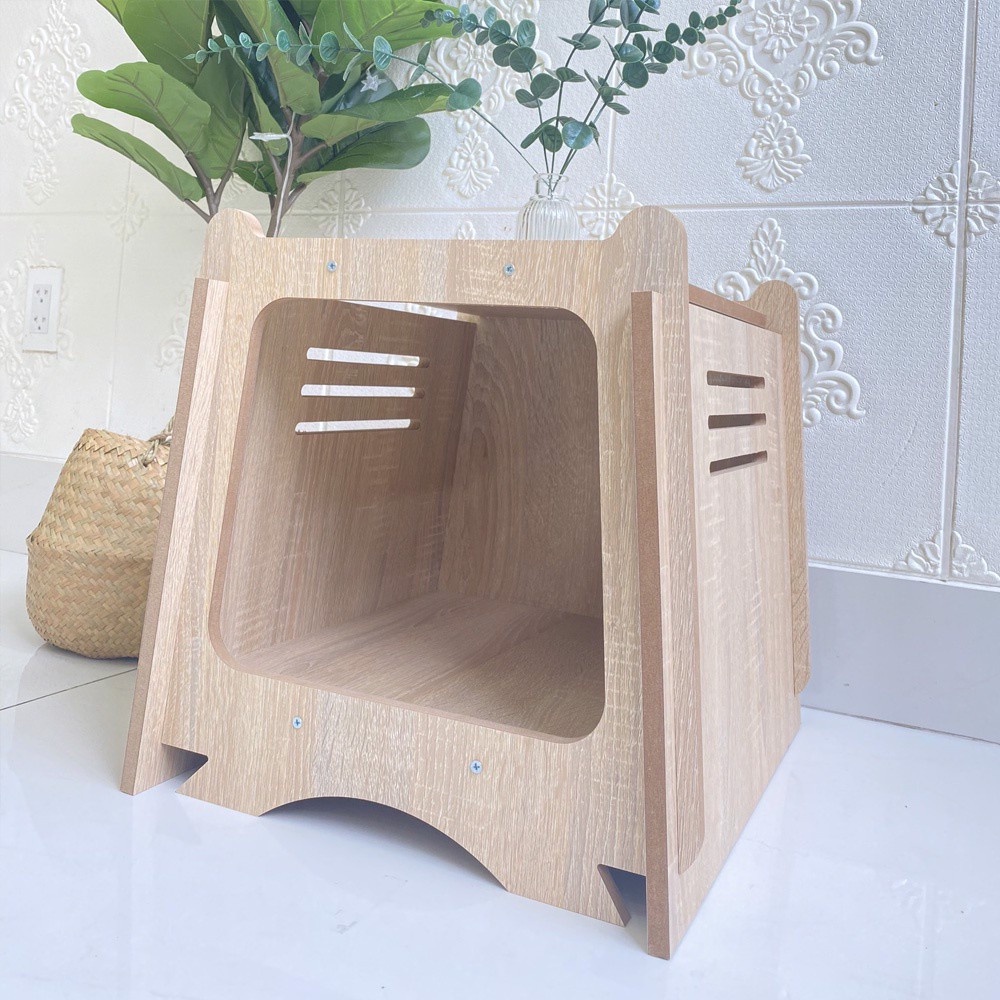Nhà gỗ cho mèo, Catbox, ổ nằm kết hợp võng mèo bằng gỗ- GP204