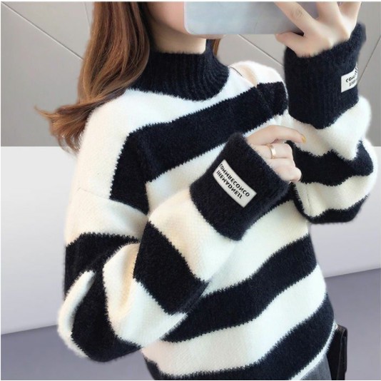 Áo Len Kẻ Nữ Thời Trang Hàn Quốc Dày Dặn Ấm | BigBuy360 - bigbuy360.vn