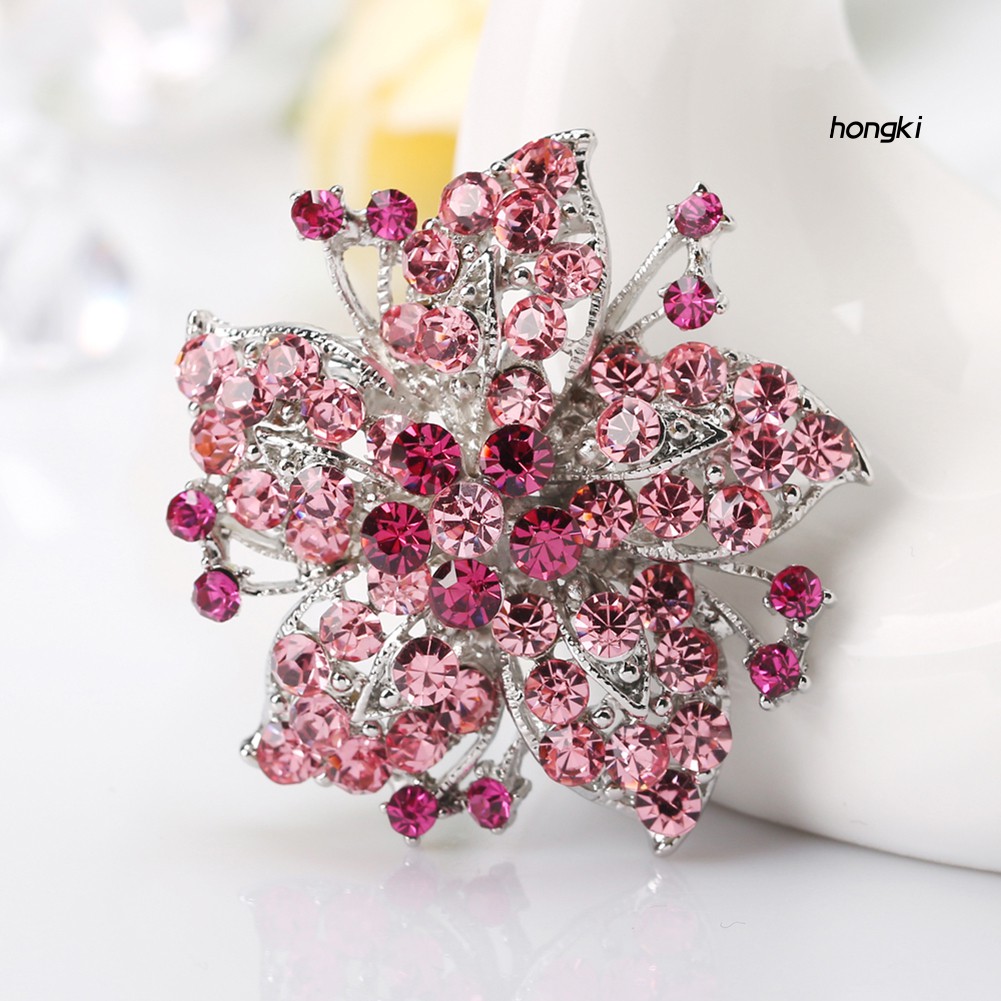 Trâm cài áo hình bông hoa đính đá phong cách thời trang cho phái nữ