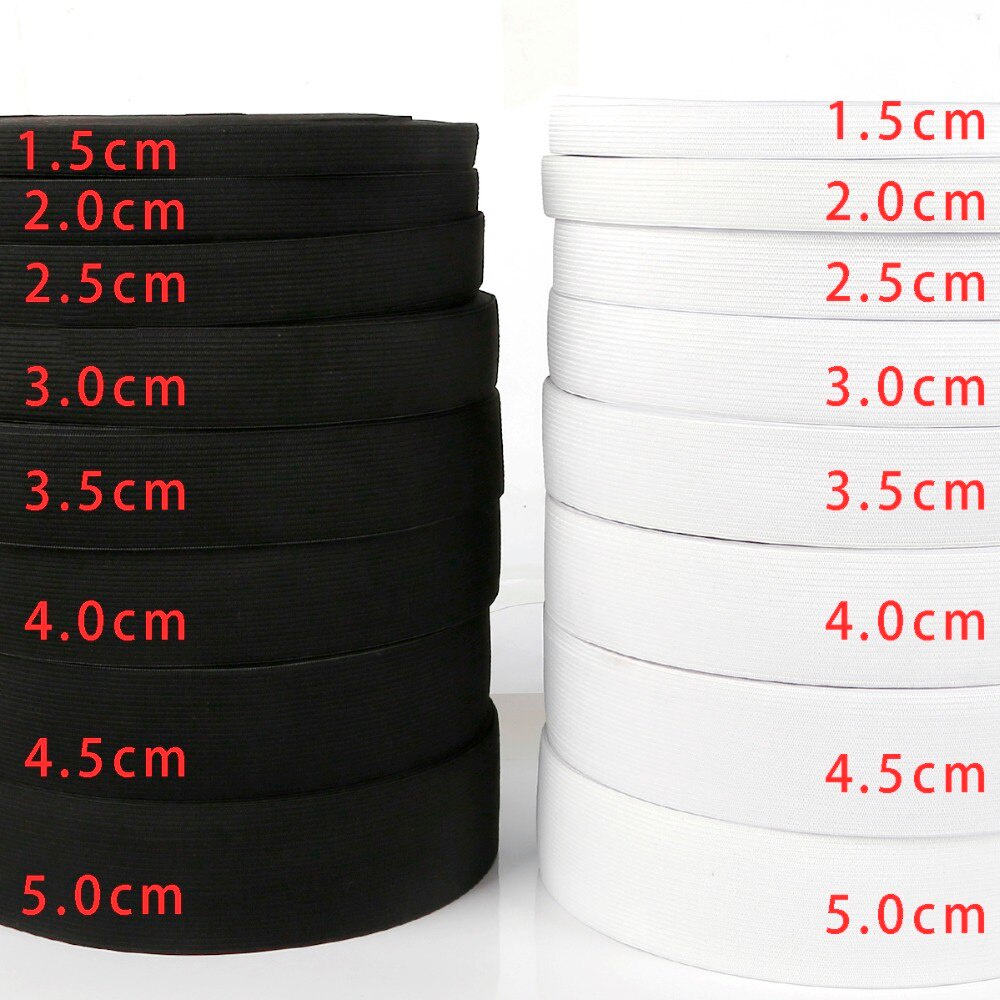 Cuộn Dây Thun Co Giãn Rộng 0.6-5cm Dài 5m Màu Trắng/ Đen Dùng May Quần Áo