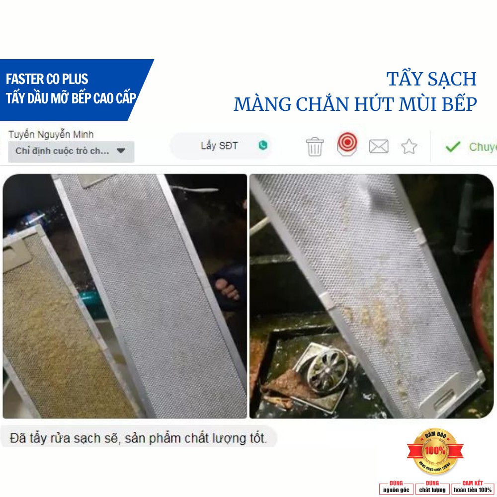 [Mã BMIN050 giảm 50K đơn 99K] Chai xịt tẩy dầu mỡ nhà bếp bám két lâu ngày FasterCO Plus 500ml