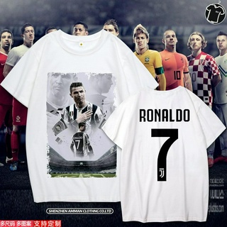 Áo Thun Đá Banh Tay Ngắn In Logo Ronaldo Barcelona Cho Nam
