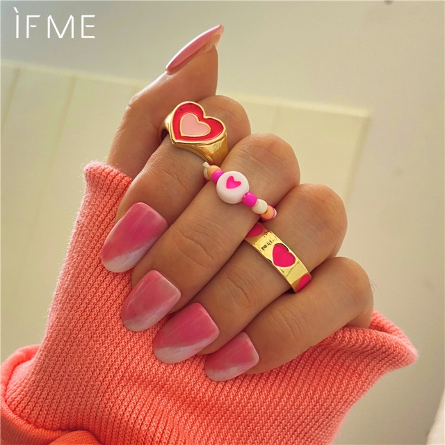 IF ME Set 3 Nhẫn Đeo Tay Kim Loại Thời Trang Cho Nữ