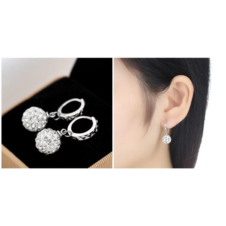 Bông Tai Mạ Bạc 925 Hình Tròn Phong Cách Hàn Quốc