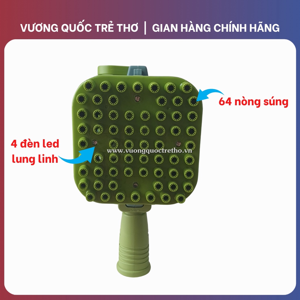 Súng Bắn Bong Bóng Xà Phòng 64 Nòng Siêu To Siêu Mạnh Sử Dụng Pin Sạc Vuongquoctretho, Máy Thổi Bong Bóng Xà Phòng