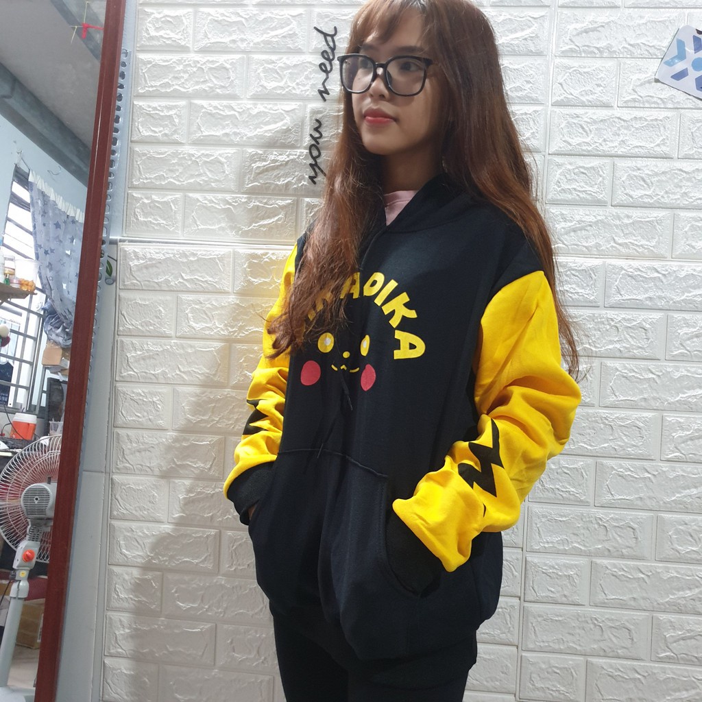 Áo Hoodie Pikachu unisex dễ thương - Kèm ảnh thật