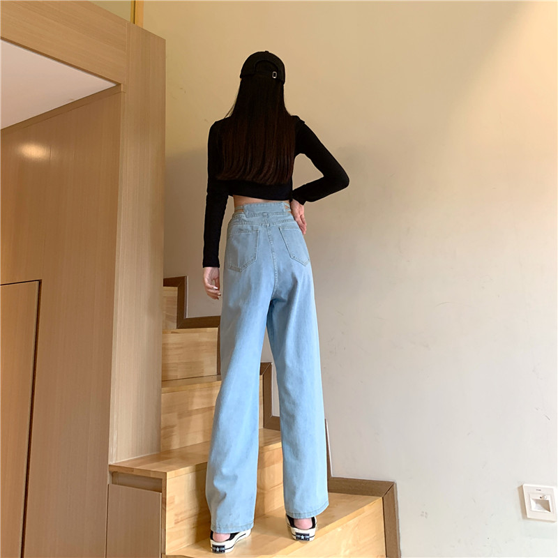  Quần Jeans Nữ Dài Lưng Cao Ống Rộng Thời Trang