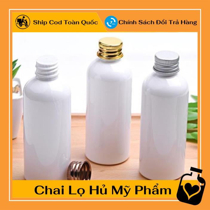 Chai Chiết Mĩ Phẩm ❤ Chai nhựa pet nắp nhôm trắng sữa 30ml,50ml,100ml chiết mỹ phẩm , , phụ kiện du lịch