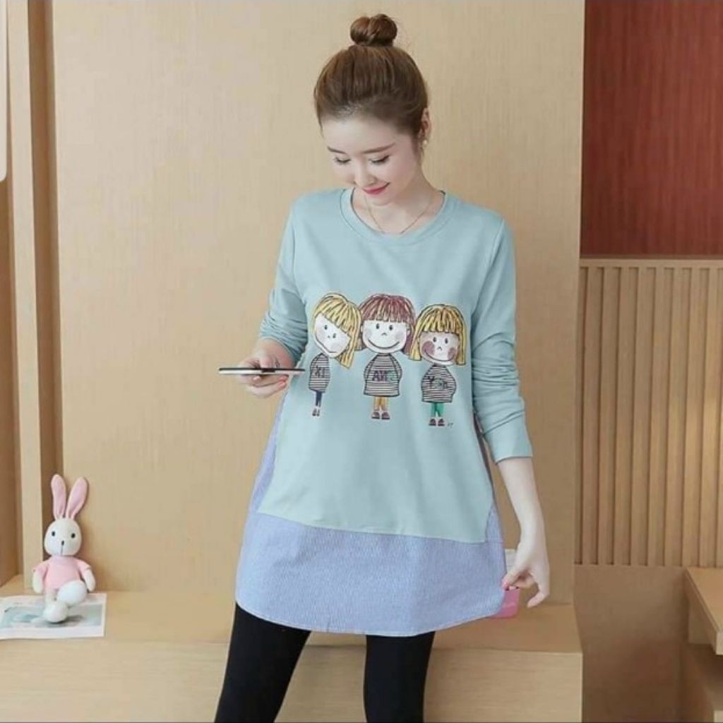 Áo bầu thời trang thiết kế dài tay M196 chất cotton cao cấp freesize từ 45 đến 70kg