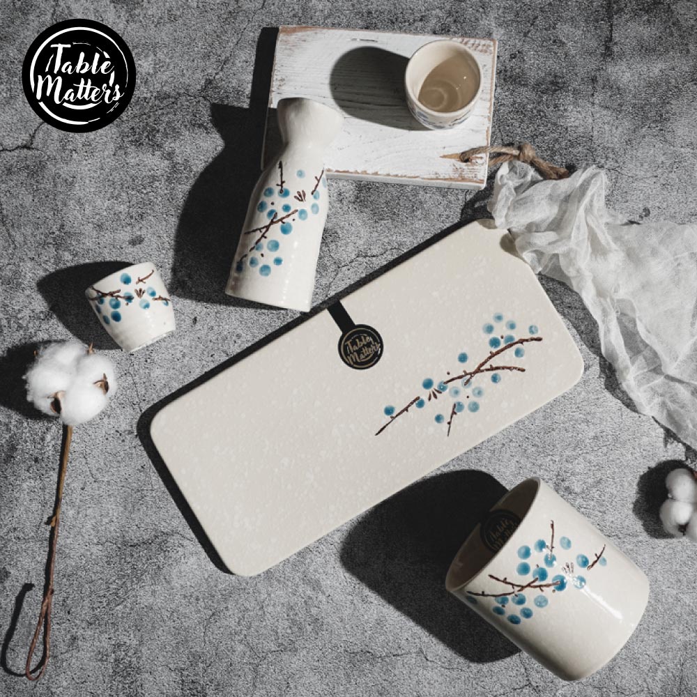 Tokkuri Xanh - Bộ Rượu Sake