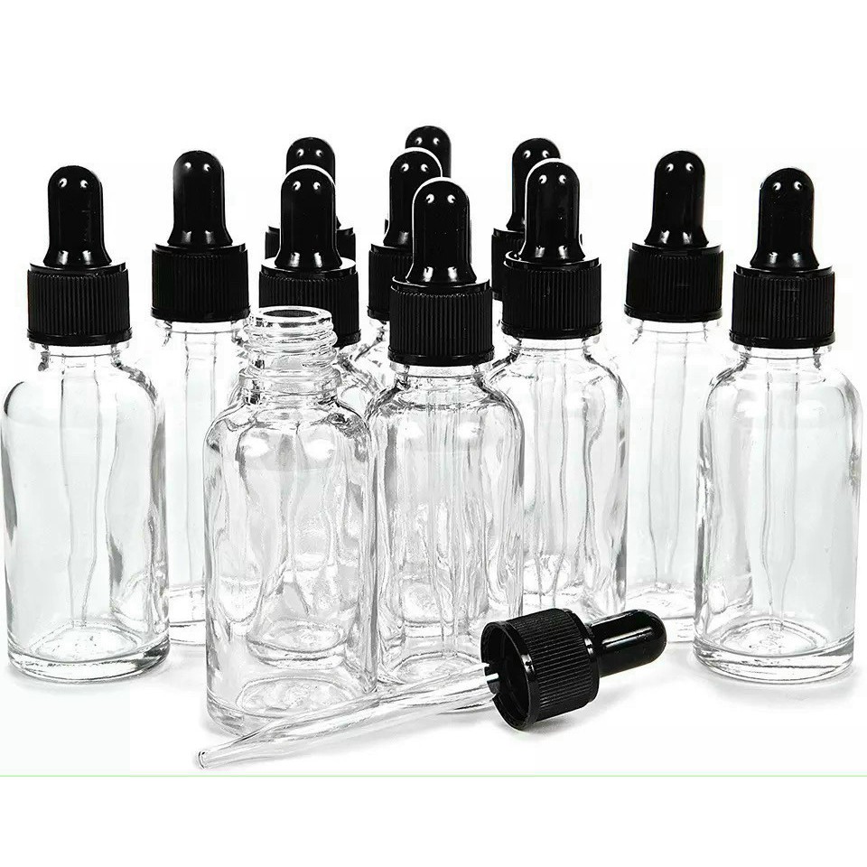 Chai chiết tinh dầu nắp bóp giọt - Chai Serum màu trắng trong / màu nâu / màu xanh.