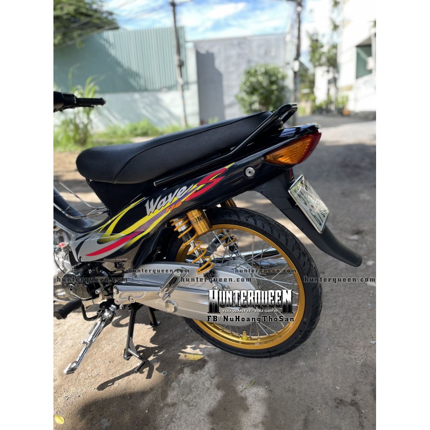 Tem rời WAVE S110 móc câu. Xe đen bạc đơn giản. Decal bền đẹp không phai màu