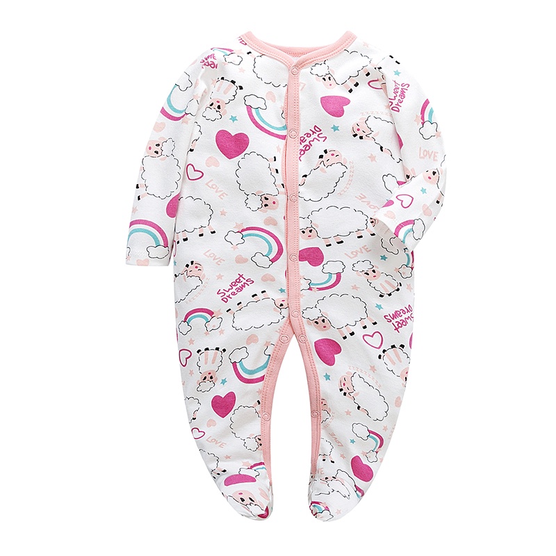 Bộ đồ ngủ liền thân ttkaababy áo dài tay bằng vải cotton dành cho trẻ em sơ sinh