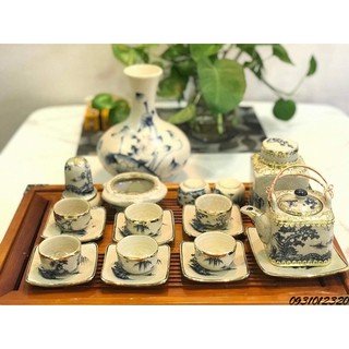 bộ ấm chén gốm chu đậu Bát Tràng_ấm chén hoàng gia Bát Tràng