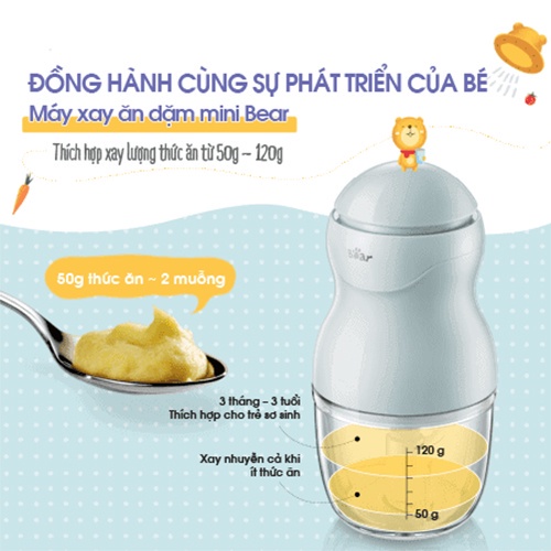 Máy Xay Ăn Dặm Đa Năng Bear 0.6L và 0.3L Bảo Hành 18 Tháng