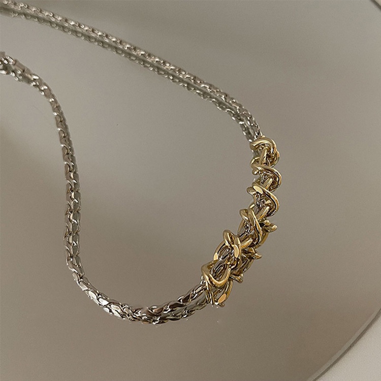 Dây Chuyền Kim Loại Dạng Xoắn Màu Sắc Tương Phản Phong Cách Hàn Quốc 19A1426