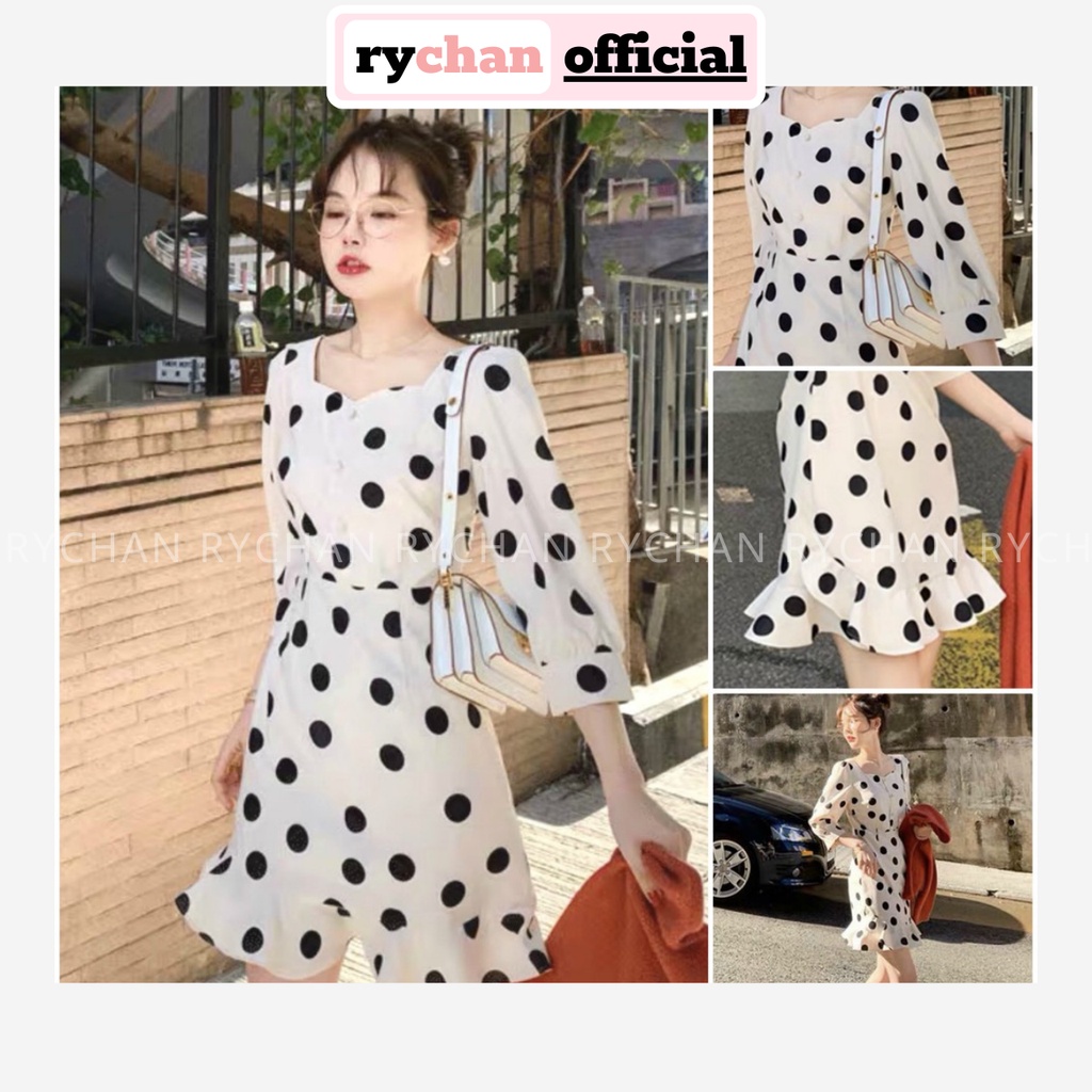 Đầm Xòe Đi Dạo Biển Bi Đen Đuôi Cá 2 Lớp Lót Trong Dày Dặn - DX858