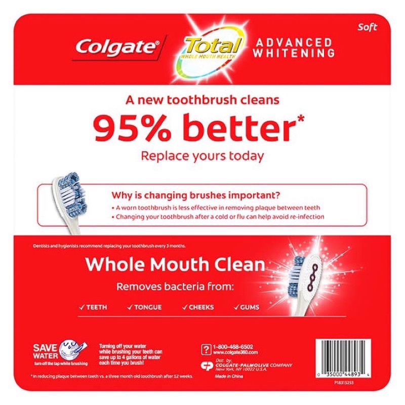 BAY AIR- Vỉ 8 Bàn chải đánh răng bằng tay Colgate Total Whitening