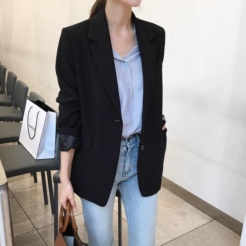 Áo khoác dáng rộng thời trang  phong cách Hàn Quốc đơn giản cho nữ