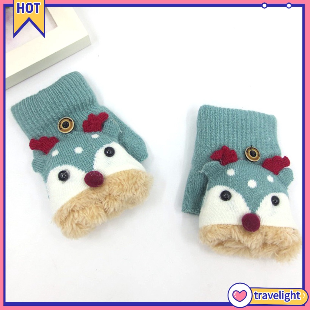 Găng Tay Bông Mềm Mại Hình Tuần Lộc Giáng Sinh Cho Bé Gái