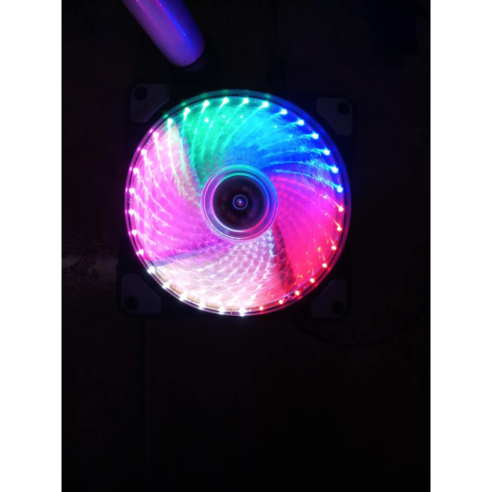 Quạt thông gió làm mát case máy tính 33 Bóng Led Nhiều Màu Fan cỡ 12cm Xanh - Đỏ- 5 màu