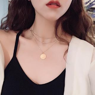 Layered Discs Pendant Link Chain Simple Necklace