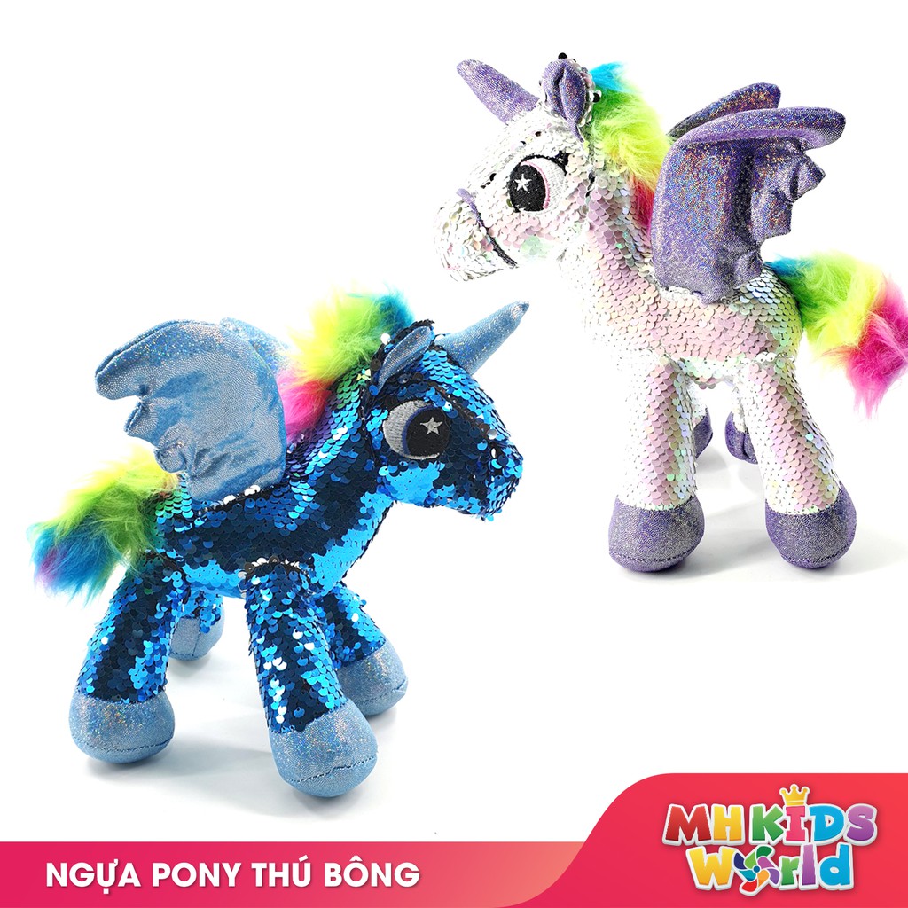 Gấu bông ngựa Pony 25cm lấp lánh, thú nhồi bông nhập khẩu