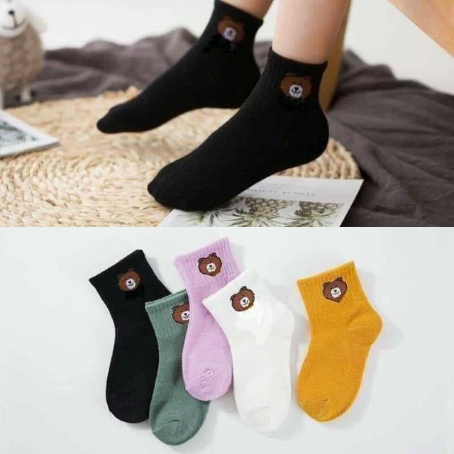 Set 5 đôi tất gấu cho bé 1-7 Tuổi