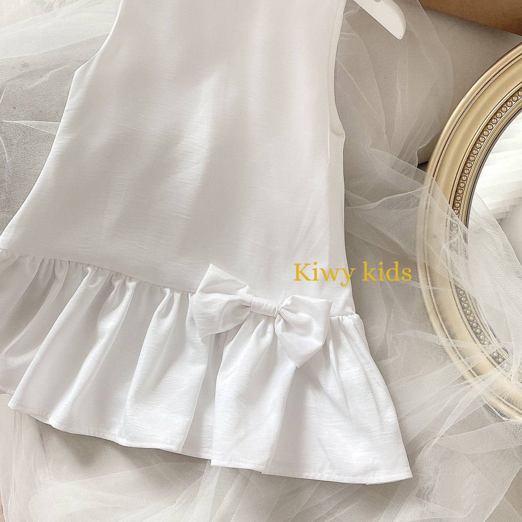 Váy lụa bé gái KIWY KIDS dáng đuôi cá đính nơ sang chảnh Kidsh2101 cho bé từ 1 đến 11 tuổi