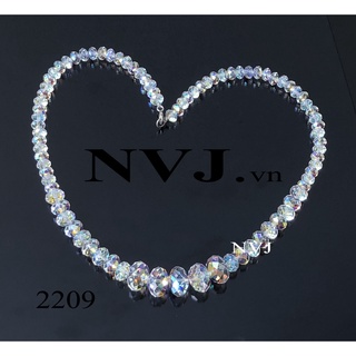Chuỗi vòng cổ pha lê swarovski hạt bánh cam 5040 001ab size 6, 8, 12mm, khóa bạc 925
