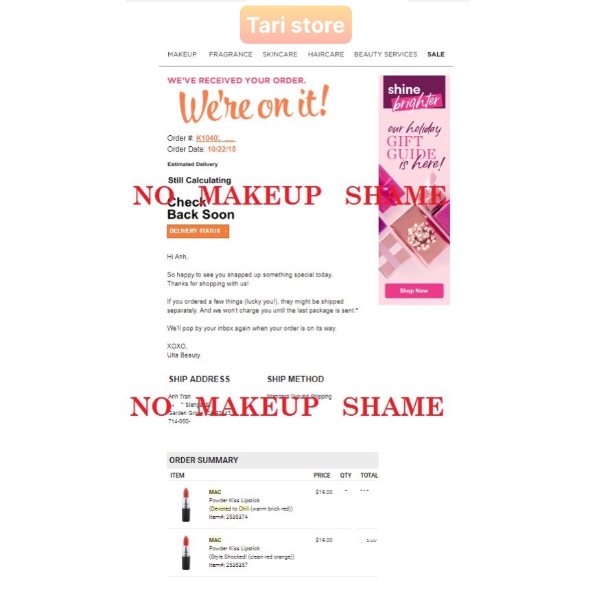 HÀNG CÓ SẴN SON THỎI MAC POWDER KISS LIPSTICK MỸ