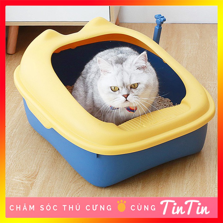 Chậu Đựng Cát Vệ Sinh Cho Mèo Thành Cao Hình Đầu Mèo Kèm Xẻng #TinTin Pet Store