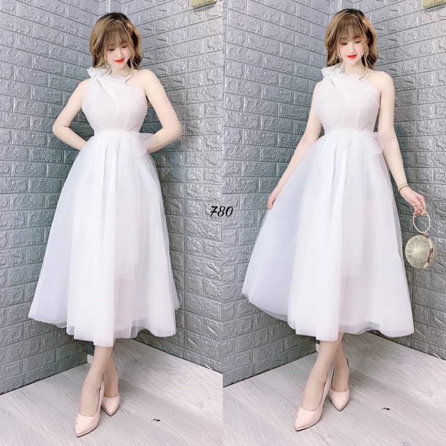 ẢNH VÀ VIDEO THẬT 10000%  Đầm lệch vai nơ