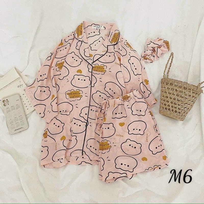 Đồ bộ nữ❤️Hình thật❤️Đồ bộ pijama quần đùi tay ngắn hoa tiết xinh xắn