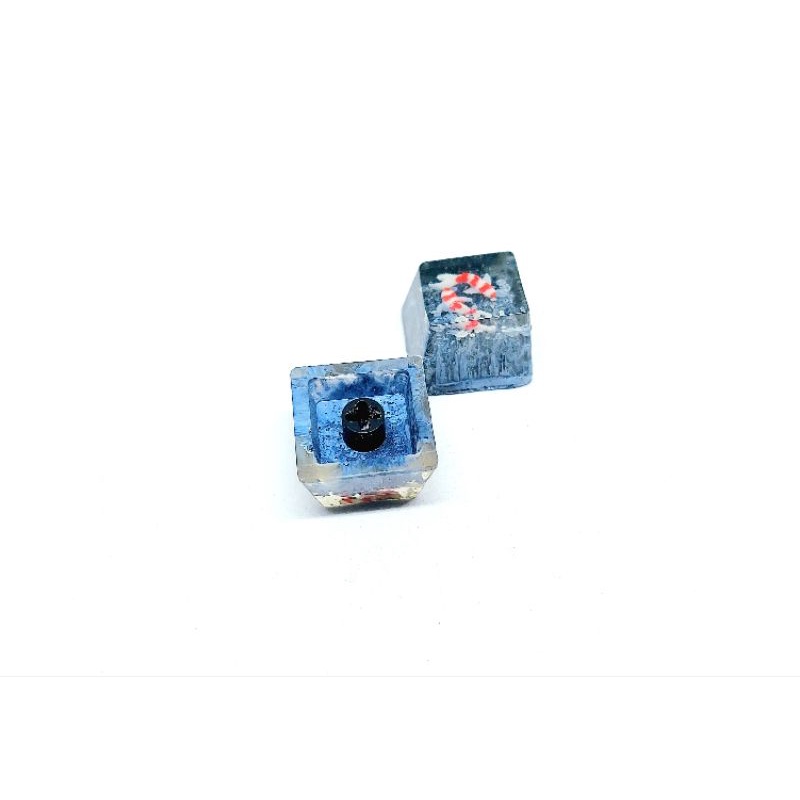 Keycap resin cá koi (song koi) tone đen xám trang trí bàn phím cơ gaming