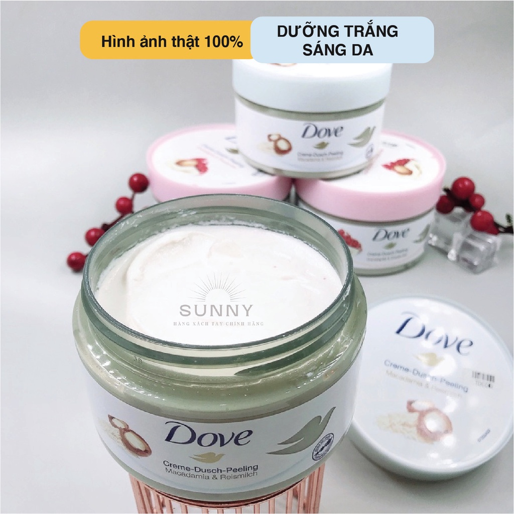 Tẩy da chết Dove Exfoliating Body Polish nội địa Đức dưỡng trắng, sáng da, tẩy tế bào chết body