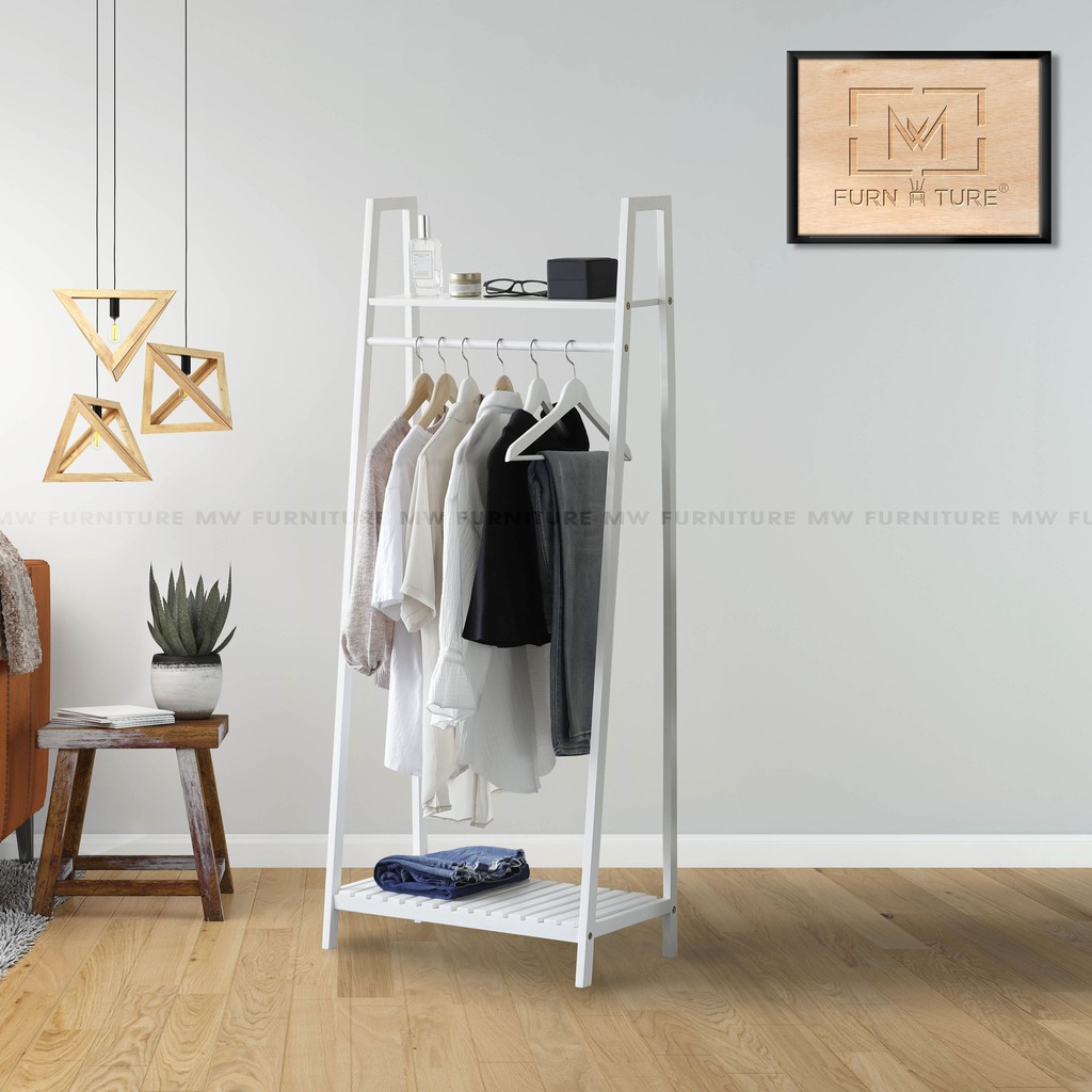 GIÁ TREO ĐỒ HÌNH THANG XUẤT KHẨU- LADDER HANGER FULL WHITE