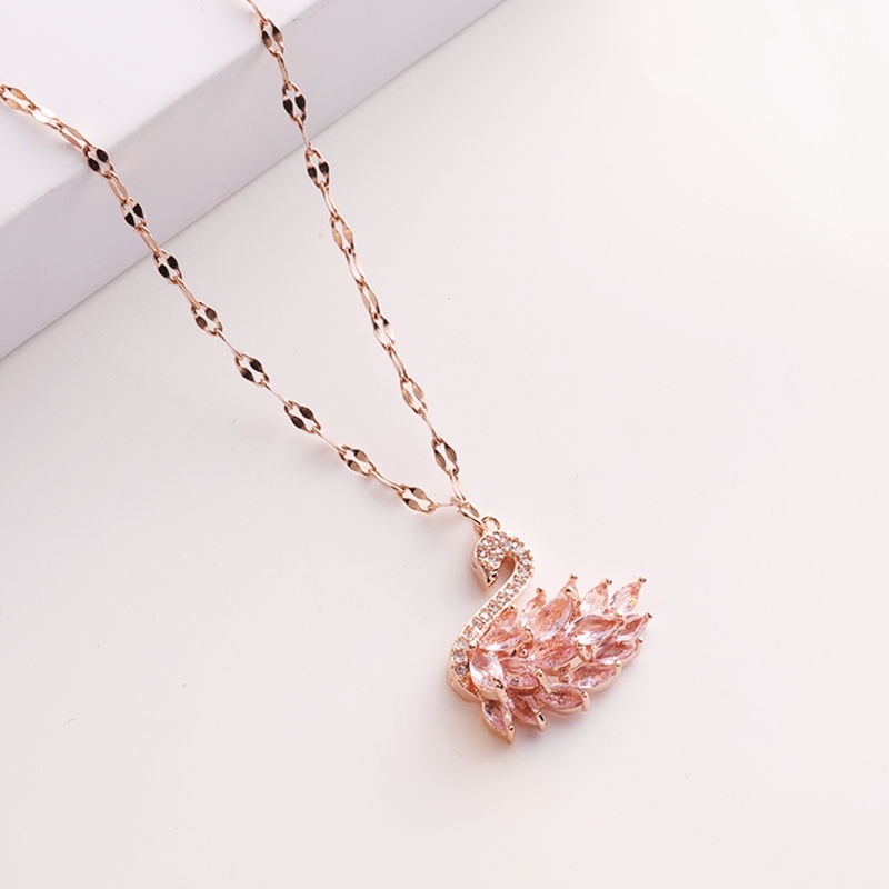 Dây chuyền thiên nga TITAN KHÔNG GỈ vòng cổ đính đá pha lê lấp lánh trang sức titan cao cấp mẫu mới 2021