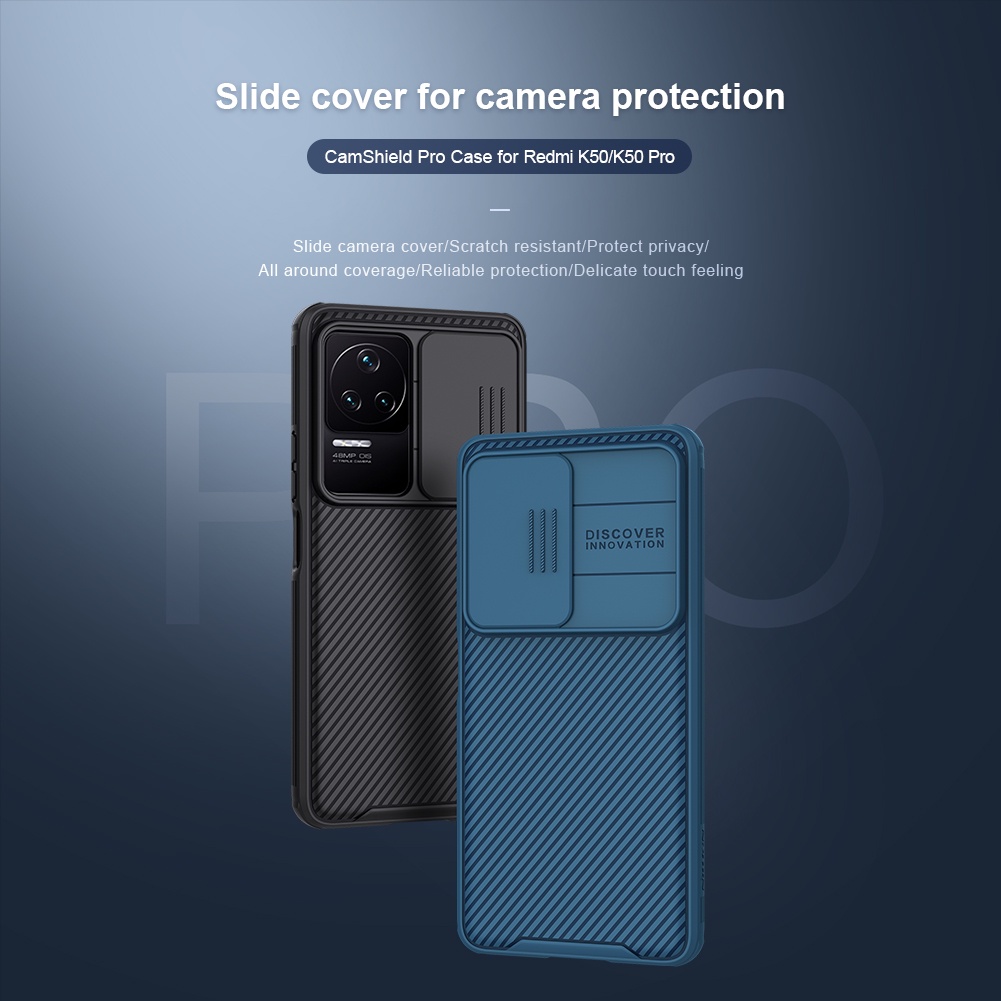 Ốp điện thoại Nillkin bằng pc+tpu chống sốc nắp trượt bảo vệ camera cho Xiaomi Redmi K50 Pro/K50