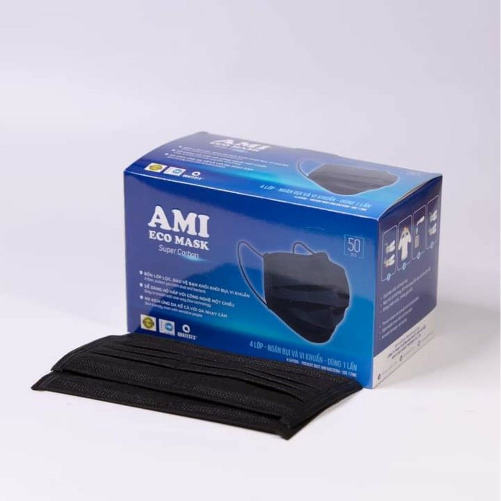Khẩu trang y tế Ami eco mask 4 lớp kháng khuẩn (50 chiếc/ 1 hộp)
