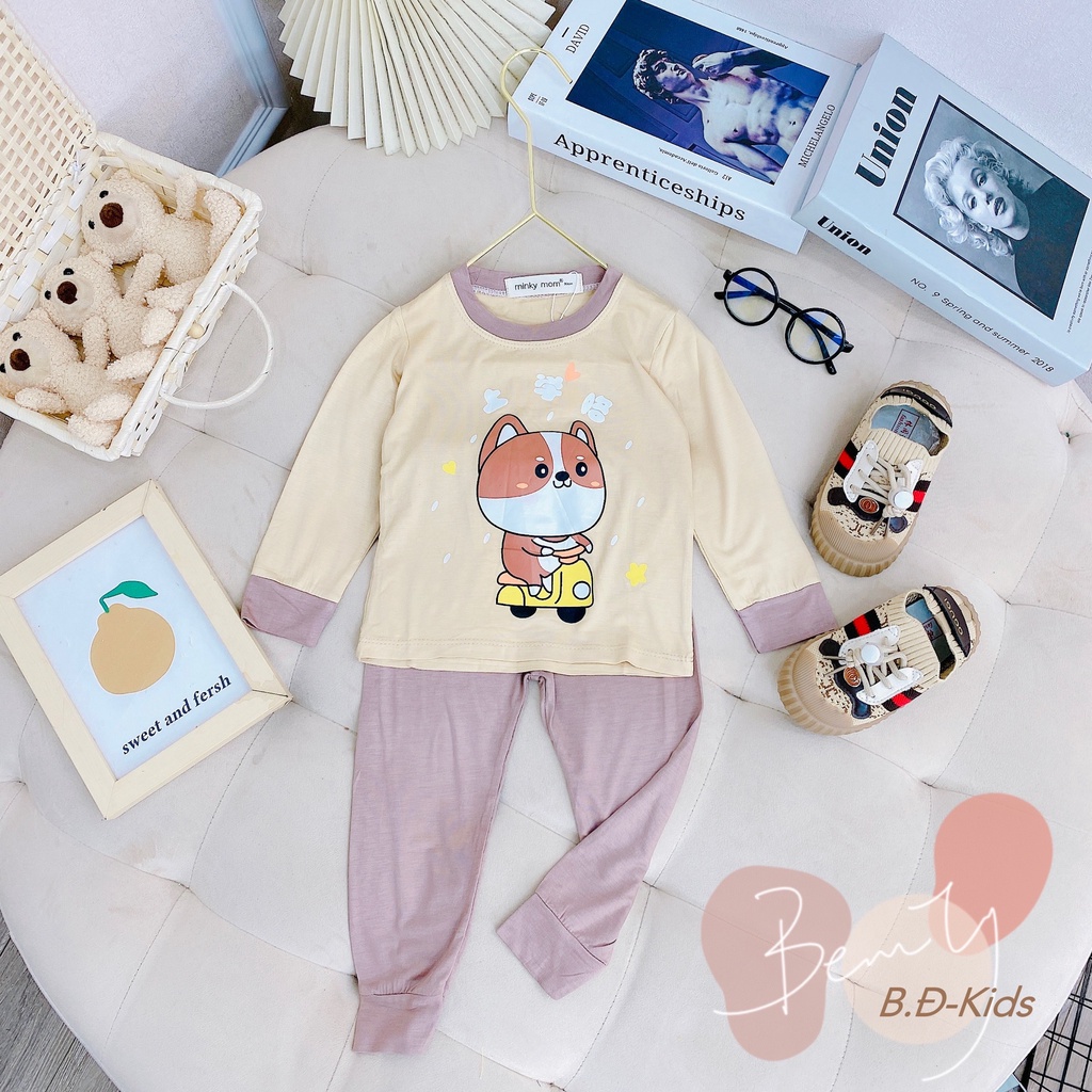 [Bé 7-25kg] Bộ Dài Tay Thun Lạnh Phối Tay Sọc Dệt Mềm Mịn Thoáng Mát Hàng Chuẩn Loại 1 MINKY MOM cho bé trai bé gái