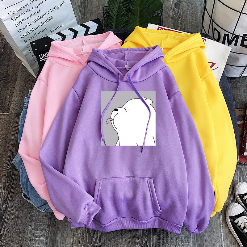 Áo Hoodie Tay Dài In Hình We Bare Bears Thời Trang Mùa Thu Cho Nam Và Nữ