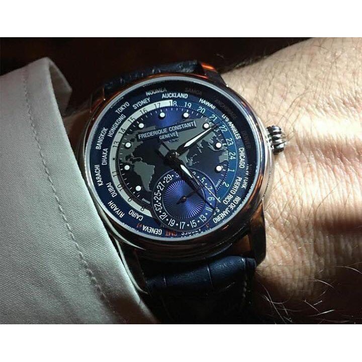 Đồng hồ nam chính hãng Frederique Constant Classic Worldtimer Manifacture FC718NWM4H6 - Máy cơ tự động - Kính Sapphire