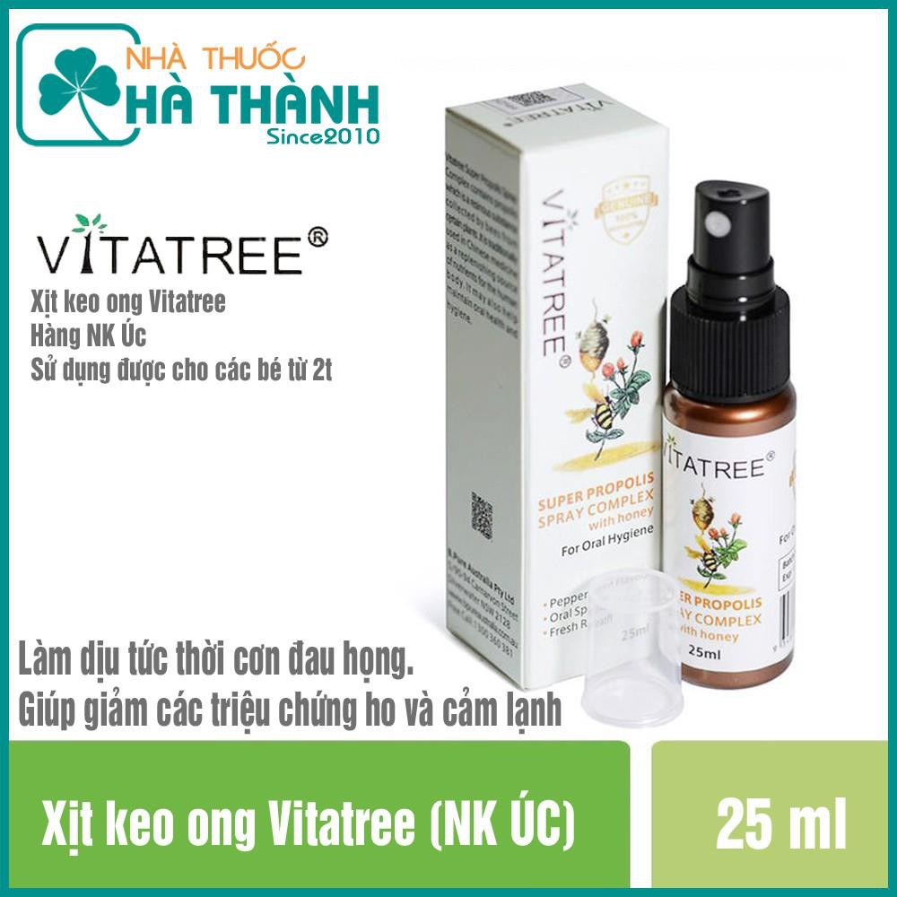 Chai xịt giảm đau họng keo ong Vitatree, lọ 25ml