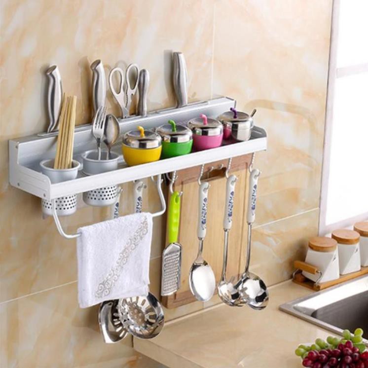 Kệ để đồ đa năng nhà bếp Kailang hợp kim nhôm đa năng tiên dụng có móc treo khăn