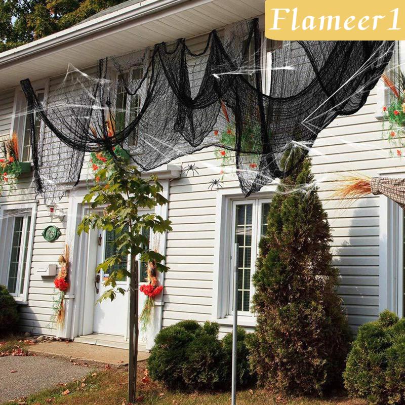 [Flameameer1] Rèm Cửa Sổ Vải Gạc Màu Đen Hóa Trang Halloween Dễ Xé Và Cắt