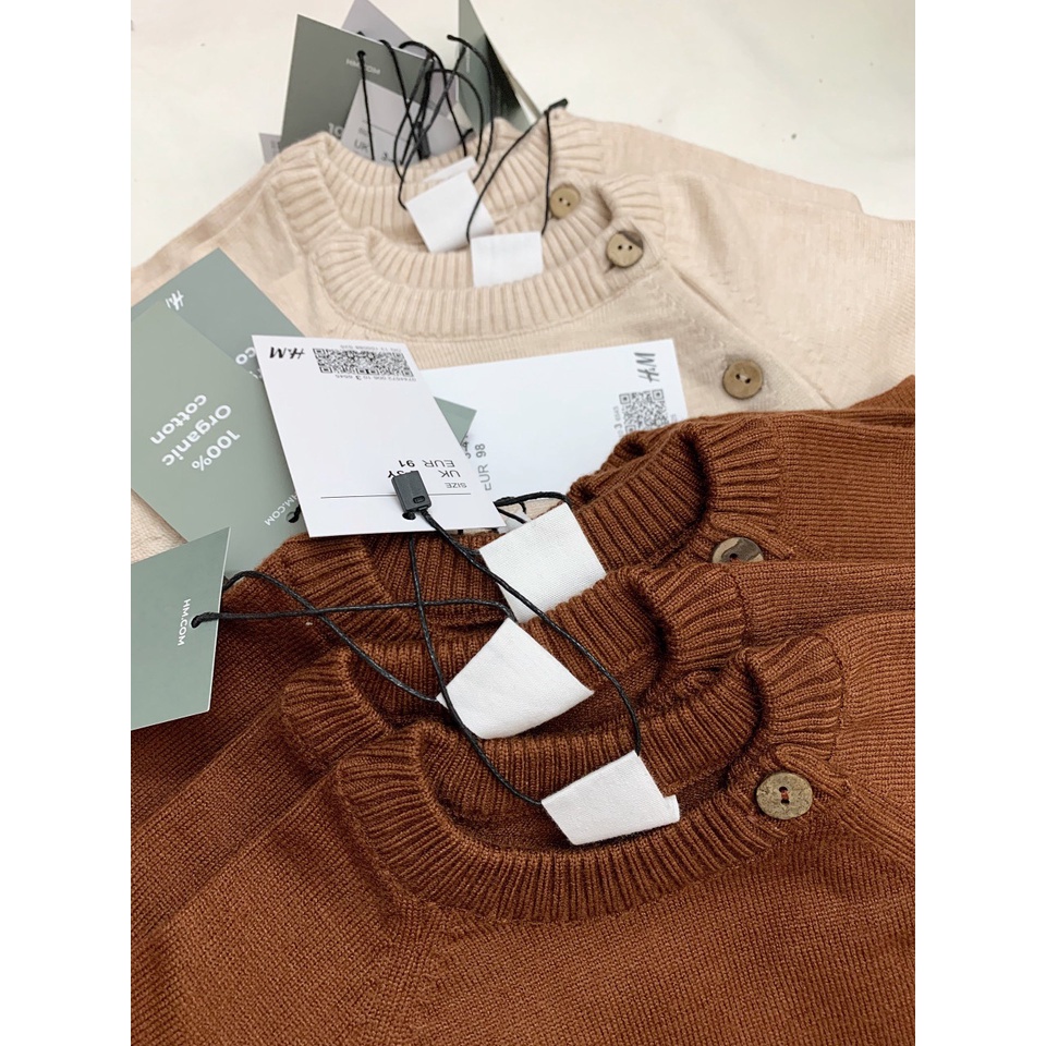 Áo len H&amp;M hàng xuất dư hoạ tiết gấu, áo len ấm áp cho bé - Monnie Kids