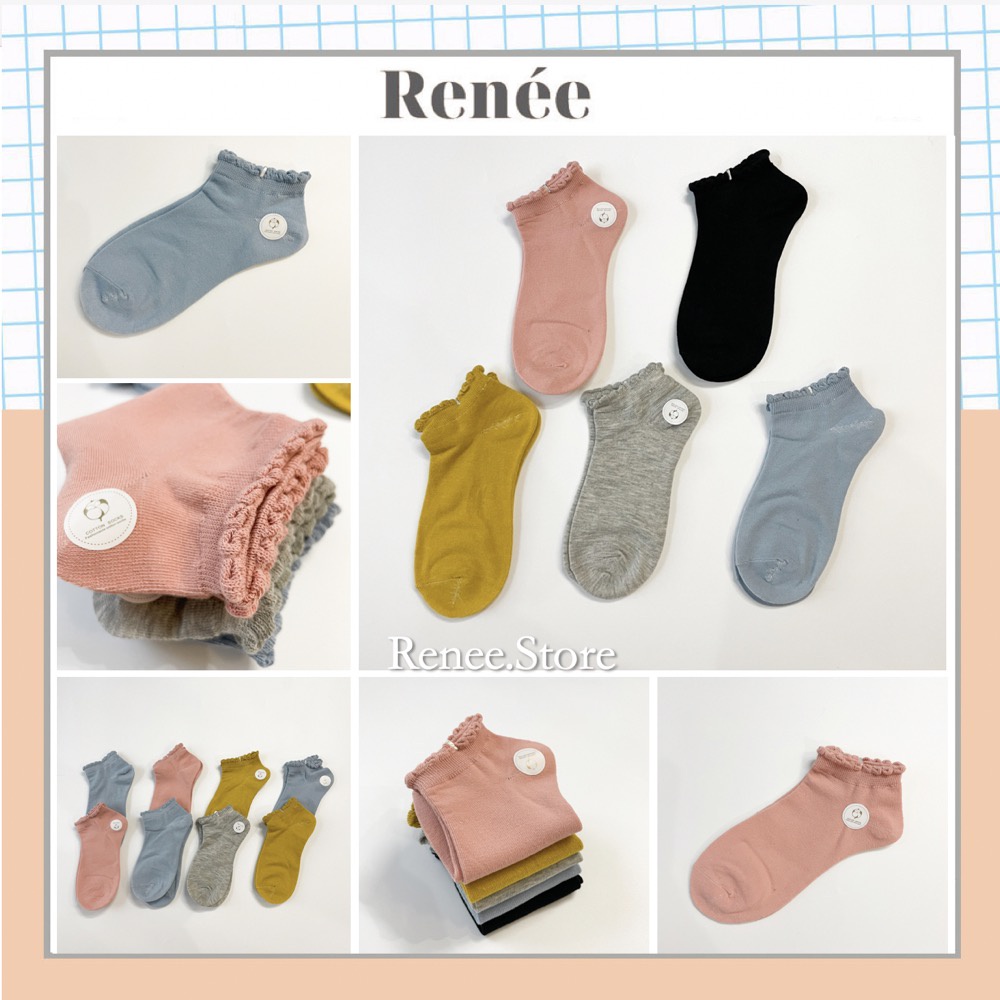 Tất Vớ Nữ Cổ Ngắn RENEE Viền Bèo Phong Cách Hàn - TA01